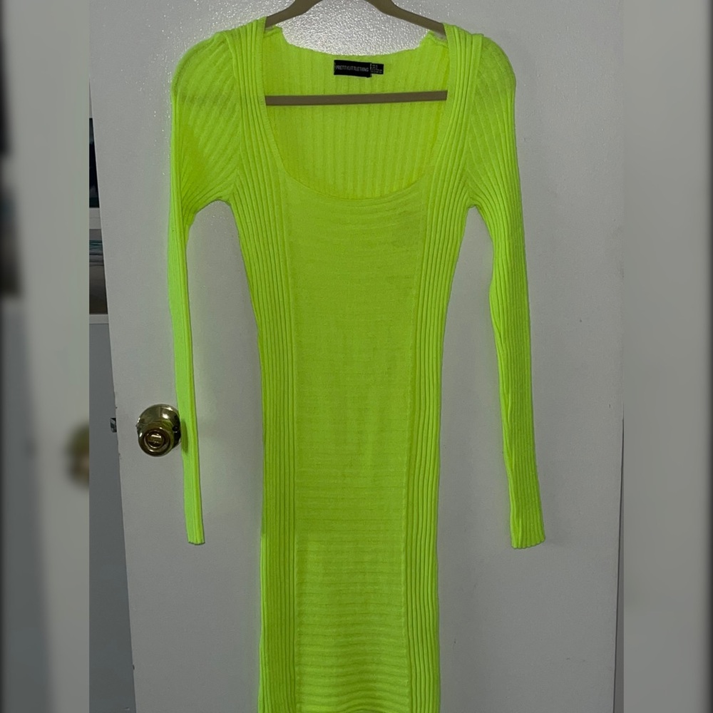 Pretty little thing neon highlighter color body con dress
